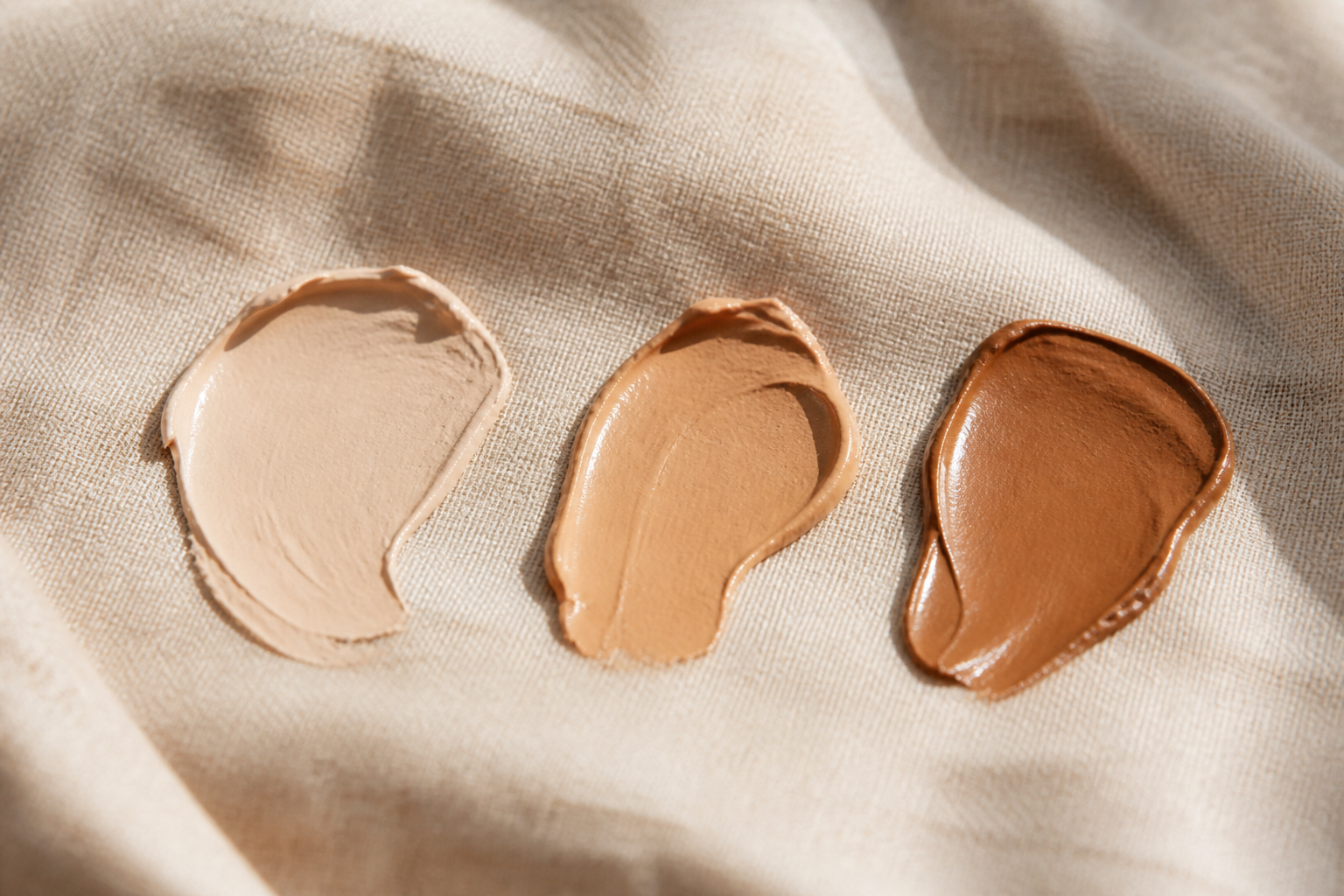 Three tan depths on linen, light to dark