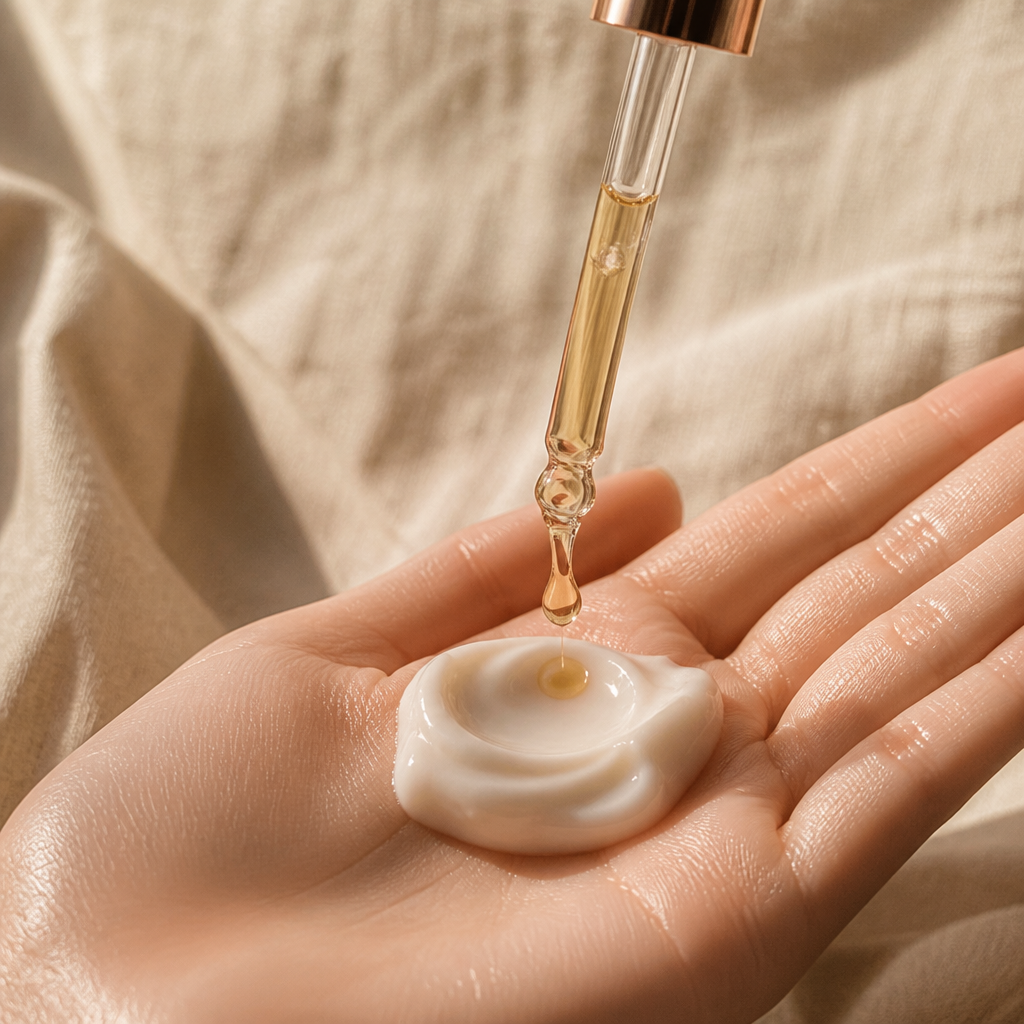A drop mixed into moisturiser