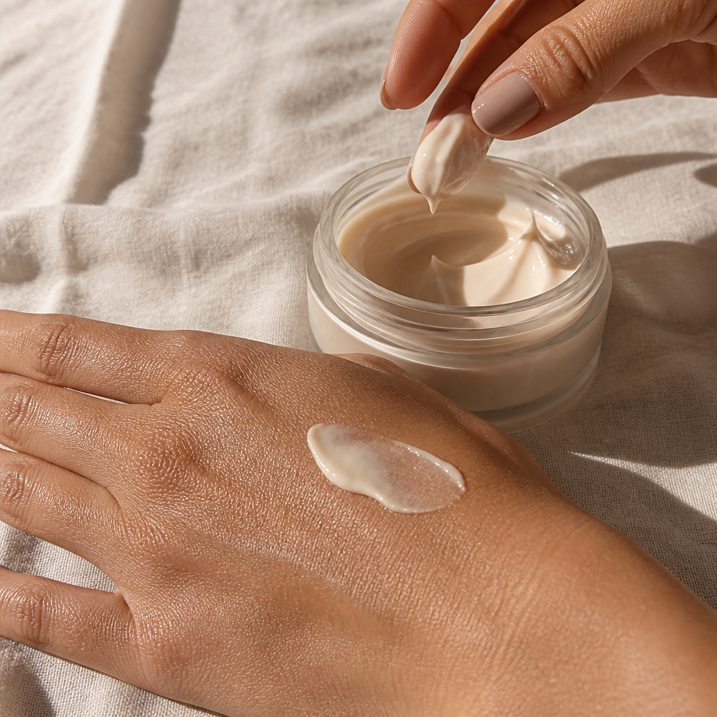 Moisturiser worked into skin